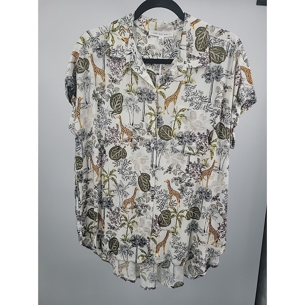 Jane & Delancey Novelty Shirt Sz M Tropical Summer Beachy Vacation Resort